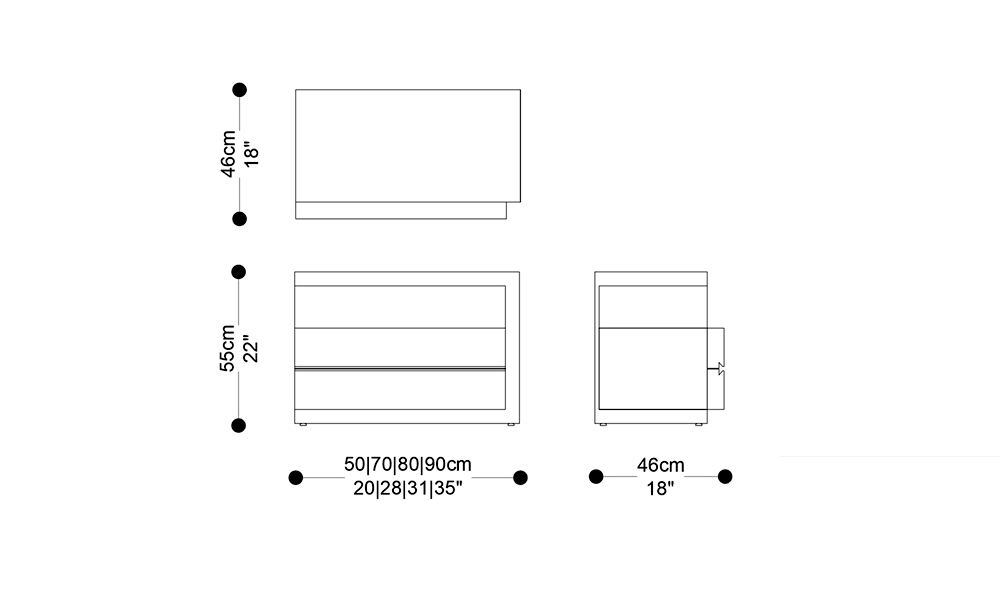 Image of the main dimensions of the product